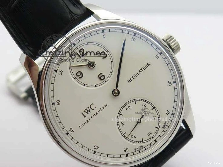 MIROTIME 1223 Effortless Portuguese IW544404 SS White Dial On Black Leather Strap A 7257